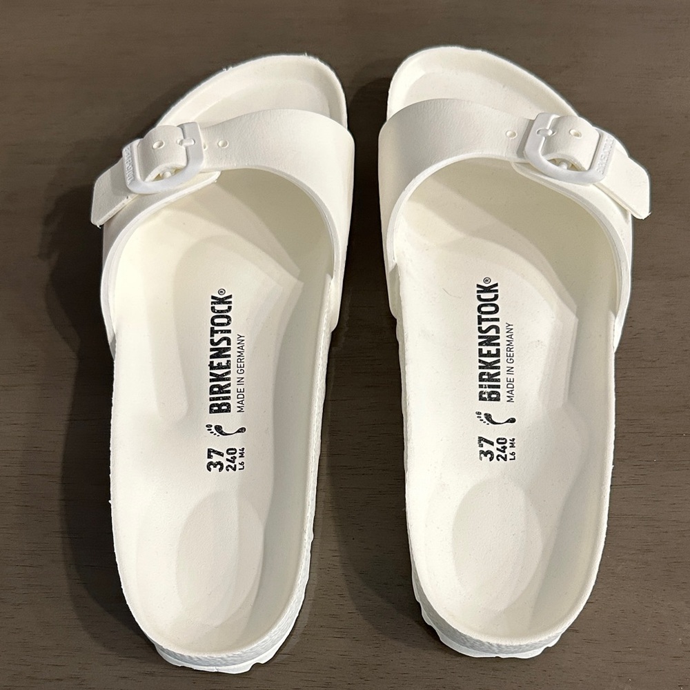 Birkenstock Women's Rubber White Slide Sandals Size 37 (7)